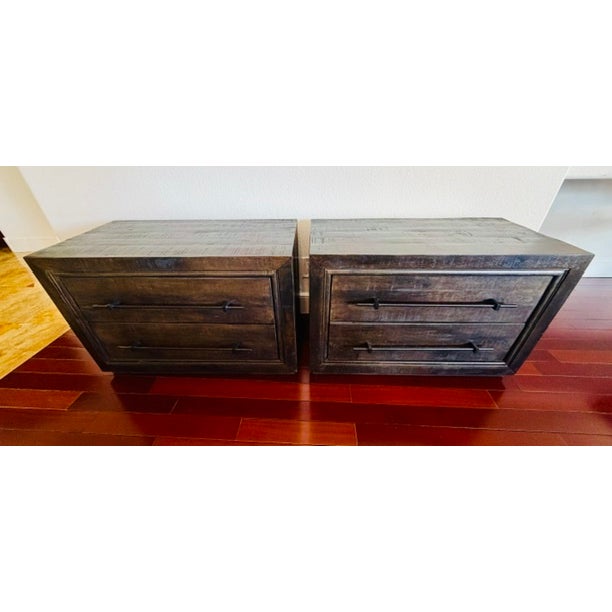 Pair of Classic Home Nightstands in a rich, warm espresso finish. These substantial, modern nightstands feature clean...