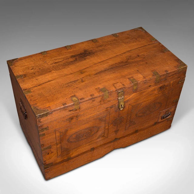 Brown 1880s Antique Victorian Teak Travelling Cleric's Chest For Sale - Image 8 of 13