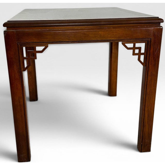 Pair of Vintage Drexel Heritage Chinese Chippendale Burlwood End Tables For Sale - Image 10 of 18