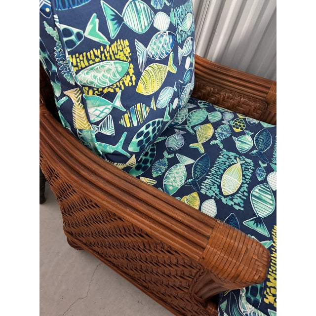 Beautiful Rattan Wicker Lounge Chair Made in Usa by Braxton Culler. Comfort and Beauty Will Make This Your “Go To” Lounge and Reading Chair For Sale In West Palm - Image 6 of 12