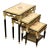 French Style Nesting Tables – Set of 3 With Glass Tops, Black Frames & Floral Center Detail For Sale