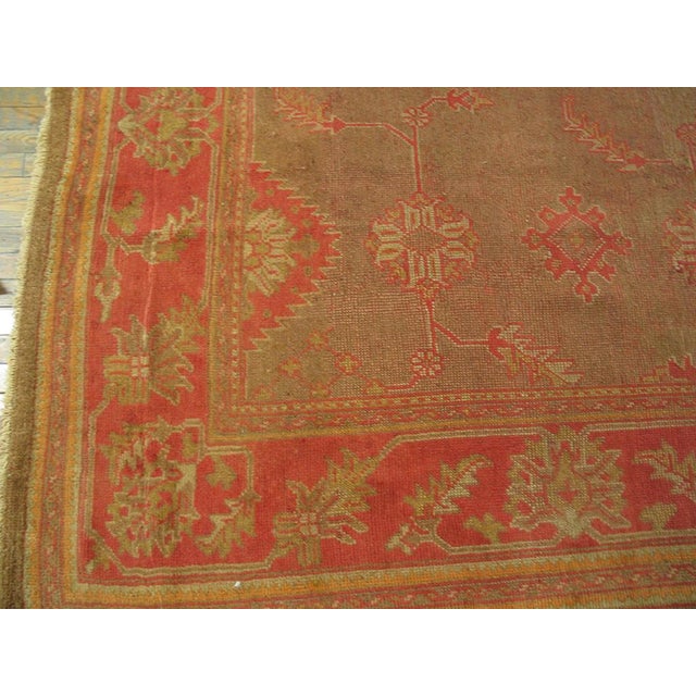 Textile Extraordinary Turkish Oushak Decorative Taupe Field With Occasional Abrash Rigorous Design For Sale - Image 7 of 7