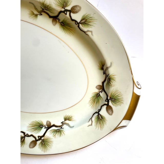 Traditional Vintage Oval Serving Platter Pinecone by Narumi For Sale - Image 3 of 6