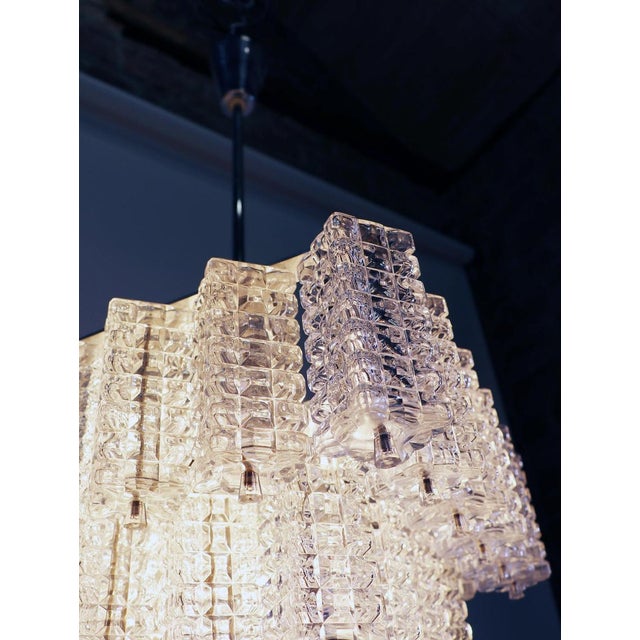 Square Chandelier in Glass & Chrome from Austrolux, Vienna, 1960s For Sale - Image 6 of 9