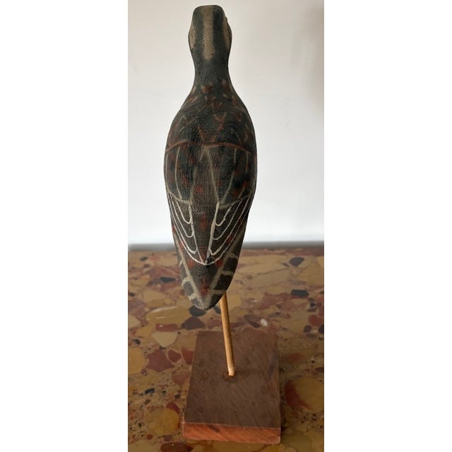 Mid-Century Modern Vintage Hand Carved and Painted Wooden Shorebird, Folk Art For Sale - Image 3 of 6