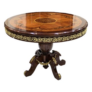 Rococo Style Dining Table Round Pedestal Refinished With Bronze For Sale