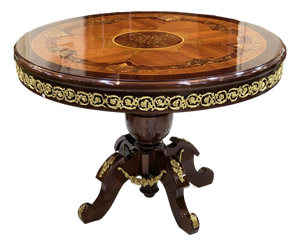 Rococo Style Dining Table Round Pedestal Refinished With Bronze