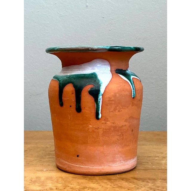 Vintage Drip Glaze Terracotta Vase For Sale In West Palm - Image 6 of 12