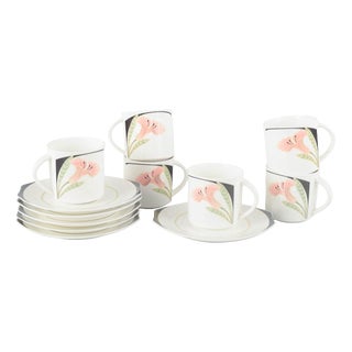 Porcelain Iris Cups with Saucers from Villeroy & Boch, 1980s, Set of 12 For Sale