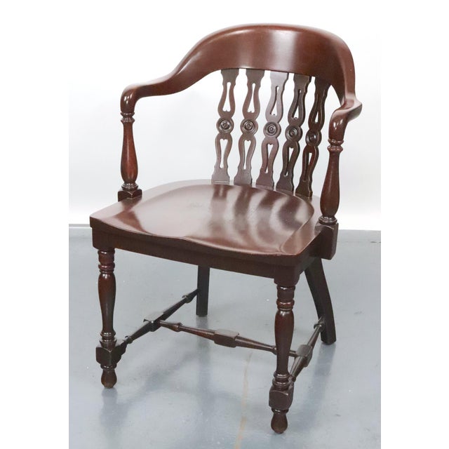 Antique Marble & Shattuck Chair Co. Walnut Bankers Arm Chair For Sale - Image 4 of 15