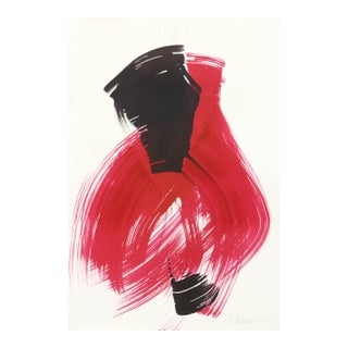 Dancers 27 - Minimalist Figurative Red and Black Ink Painting on Paper Original Artwork by Bettina Mauel For Sale