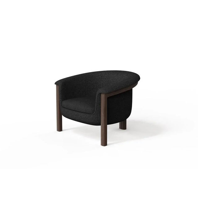 Black Modern Agnes Armchair in Walnut and Black Wool Fabric by Javier Gomez For Sale - Image 8 of 8