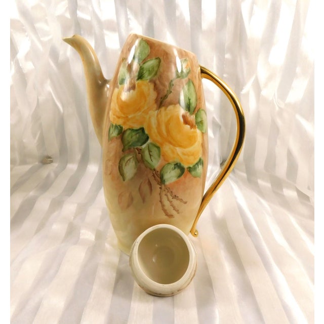1950s 1950s Tan Hand Painted and Signed Chocolate Pot or Teapot For Sale - Image 5 of 9