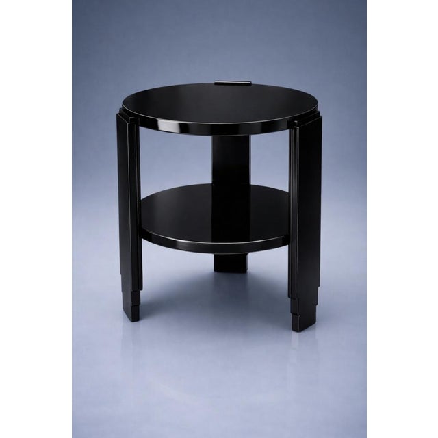 Art Deco Walnut Black Lacquer Center Table, 20th Century For Sale - Image 6 of 9