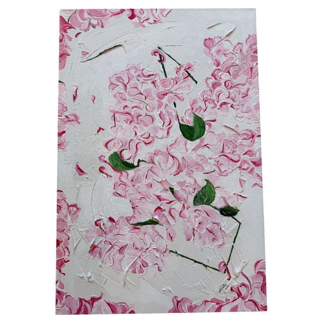 Spring in Full Bloom High Textured Acrylic Impasto Painting, Ivory, Blush, Green For Sale - Image 10 of 18