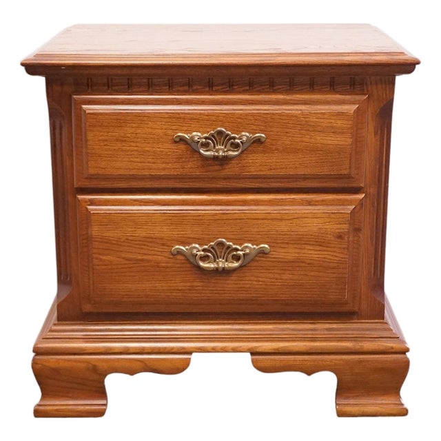 Sumter Cabinet Co. Sterling Oak Collection Country French 25" Two Drawer Nightstand 1805 For Sale