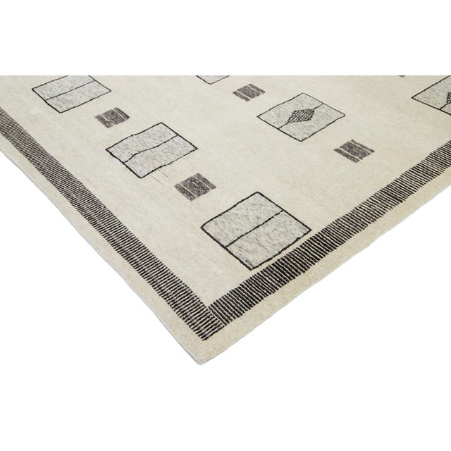 Modern Moroccan Style Handmade Wool Rug in Beige by Apadana For Sale - Image 12 of 12