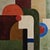 Connivence belongs to her Architectures intérieures series. A broad dark green curve surrounds a cream plane, while a...