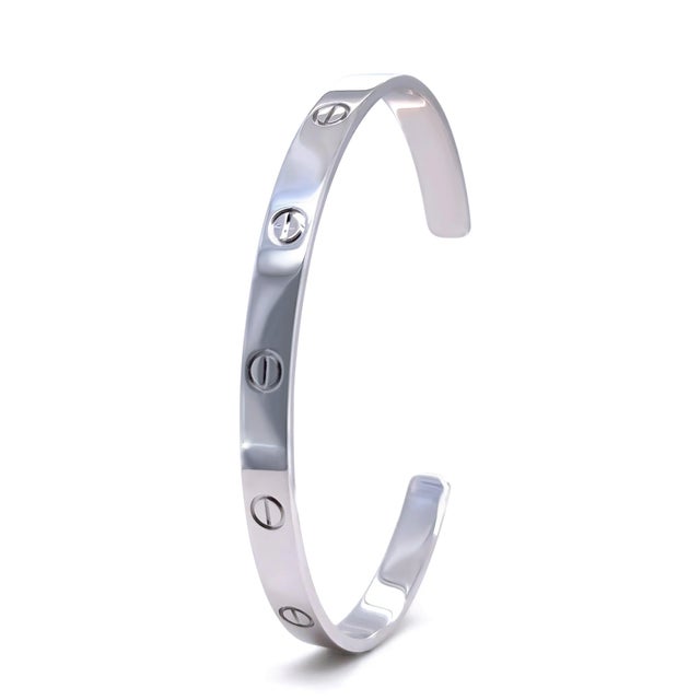 Cartier Cartier 18ct White Gold Love Cuff Bracelet 27.7g For Sale - Image 4 of 14