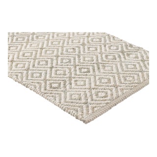 Part & Parcel Goods Textured Diamond Rug, 9'x12', Sky Blue and Eggshell For Sale