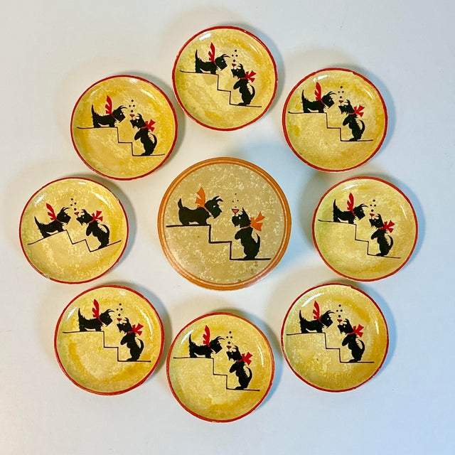 1950s Vintage Boho Chic Scottish Terrier Coasters - Set of 9. For Sale - Image 4 of 13