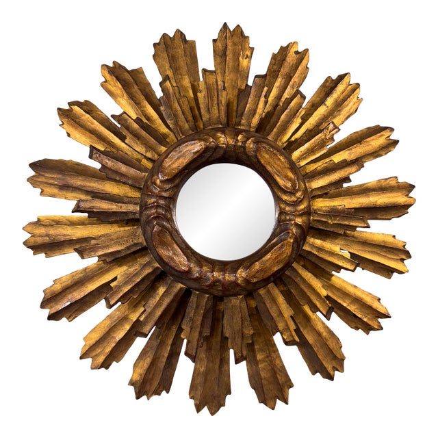 Mid-Century Spanish Sunburst Mirror For Sale