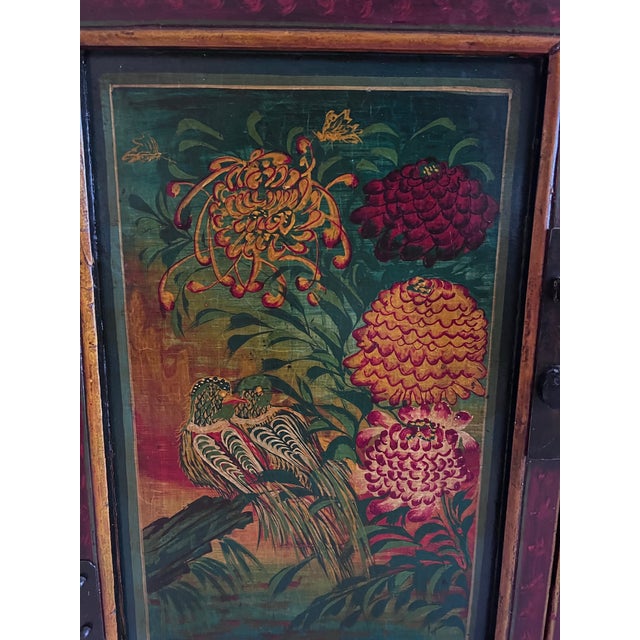 Late 20th Century Handcrafted Mongolian Painted Buffet Cabinet For Sale - Image 4 of 7