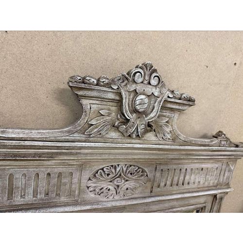 A Stunning large Antique French 19th C carved wood painted Mirror, with ornate crest above and original bevelled mirror....