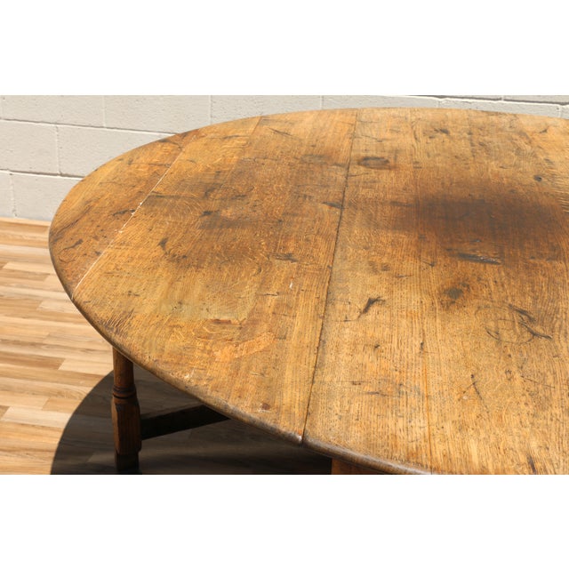 Farmhouse Country French Tiger Oak Drop-Leaf Gateleg Dining Table, Rustic Farmhouse Oak Table, Circa 1950s For Sale - Image 3 of 18