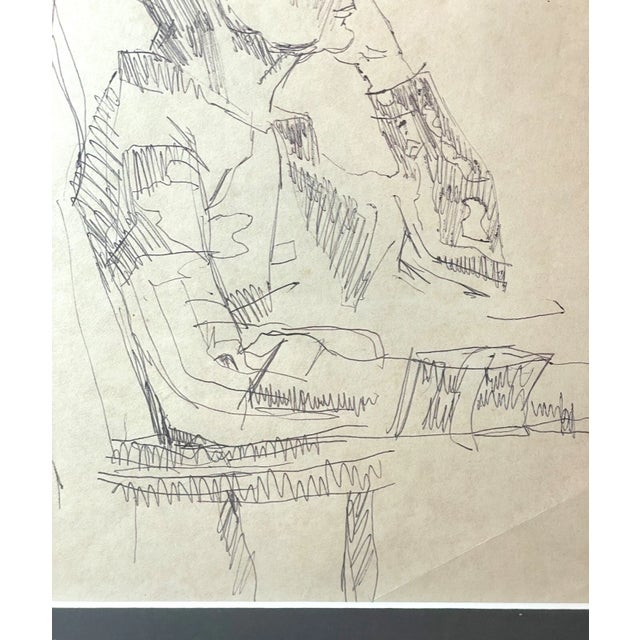Vintage 1971 Original S. Stirling Stylized Ink Drawing Model Sketch Elder Lady For Sale - Image 10 of 13