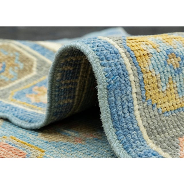 Blue Turkish Oushak Runner Rug 2'11" x 6'6" #17176 For Sale - Image 8 of 8