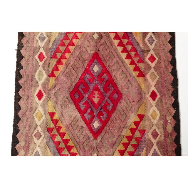 Vintage Mauve & Coral Kilim Runner For Sale - Image 9 of 10
