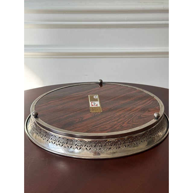 Vintage Silverplate Footed and Formica Tray For Sale - Image 12 of 15