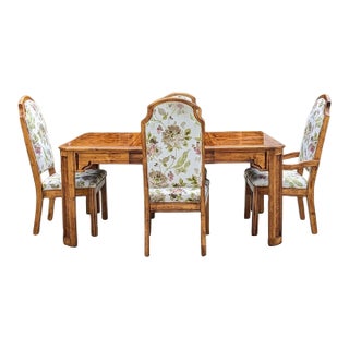Vintage Hollywood Regency Burl Wood Dining Set, 1970s, Mid-Century Modern, Mid-Century For Sale