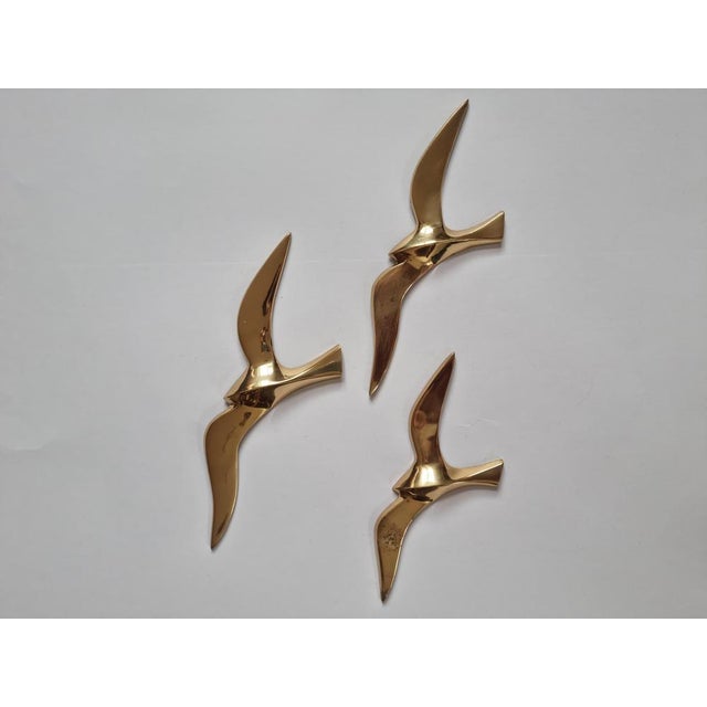 Metal Brass Wall Decor Sculptures of Seagulls, Austria, 1963, Set of 3 For Sale - Image 7 of 16