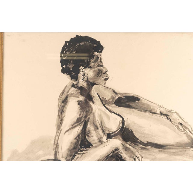 Modern Evelyne Luez, Baoulé Woman, 1960, Ink Wash, Framed For Sale - Image 3 of 7