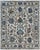Large blue and lavender-gray blossoms connect through branching rust-brown vines across the ivory field of this handmade...