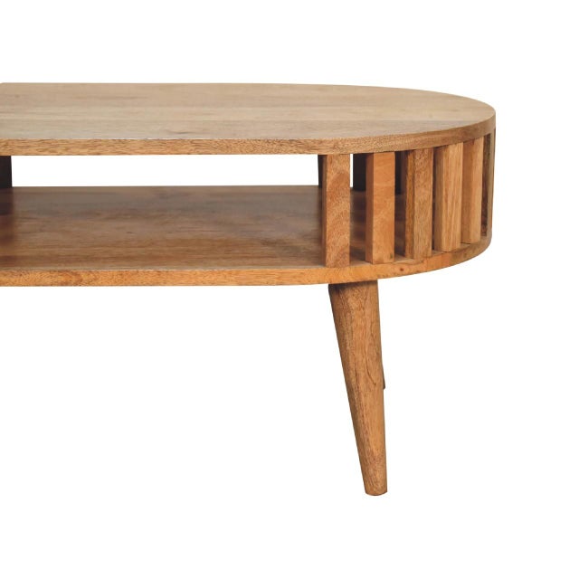 Wood Light Oak-Finish Mango Wood Japanese-Inspired Coffee Table For Sale - Image 7 of 8