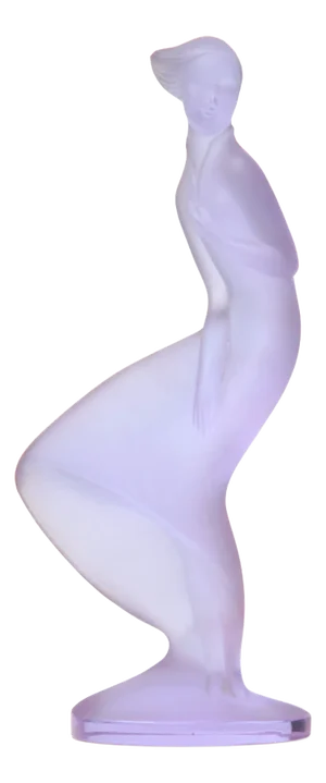 Art Deco Bohemian Glass Lady in the Wind Sculpture by Curt Schlevogt, 1937