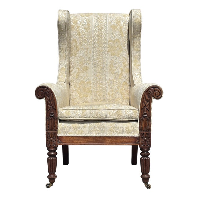 Antique William IV Mahogany Wing Back Chair, 1830 For Sale