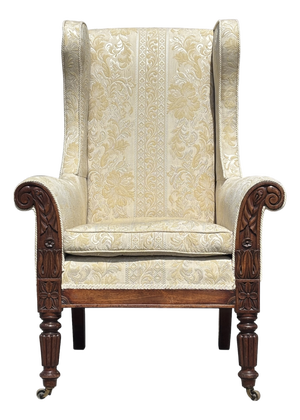 Antique William IV Mahogany Wing Back Chair, 1830