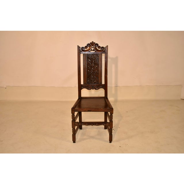 Early 18th century oak backstool from England. This is a rare example of an oak backstool from Wales during Queen Anne's...