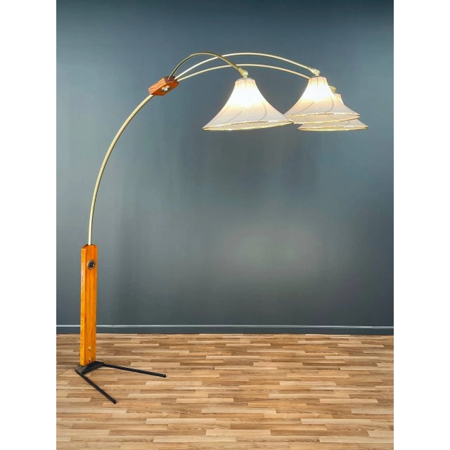 Brass Mid-Century Modern Oak & Brass Arc Floor Lamp by Nova, c.1970’s For Sale - Image 8 of 8