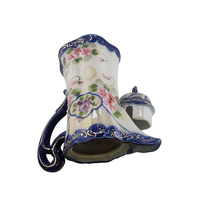 1900 - 1909 Antique Porcelain Hot Chocolate Pot With Beaded Overlay Design For Sale - Image 5 of 6
