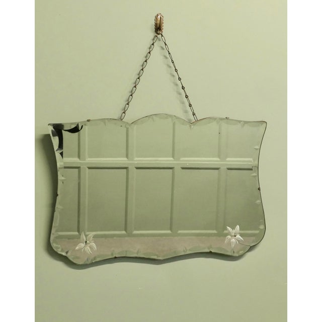 French Art Deco Wall Mirror with Etched Flowers, 1930s For Sale - Image 4 of 8