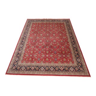 1980s High Quality Approx. 12x15 Red & Blue Room Size Rug For Sale