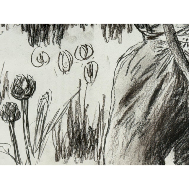Drawing/Sketching Materials Drawing of European Laborer in Charcoal, Framed For Sale - Image 7 of 12