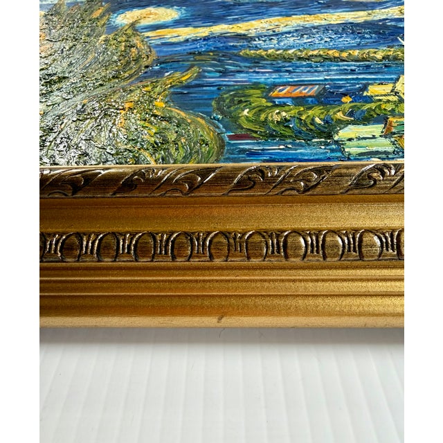 Late 20th Century Oil on Canvas After Van Gogh “The Starry Night” For Sale - Image 9 of 16