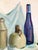 Vintage Original Oil Painting Still Life Bottles Jugs, Framed Art, Canvas, Blue For Sale - Image 4 of 11