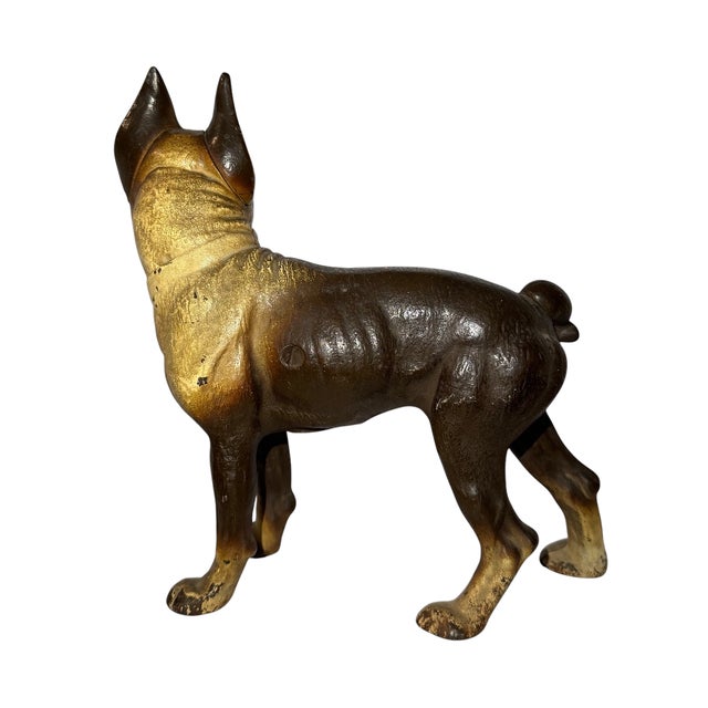 Large Antique Cast Iron French Bulldog Dog Doorstop.